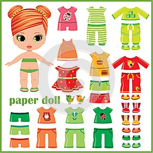 Paper doll with clothes set