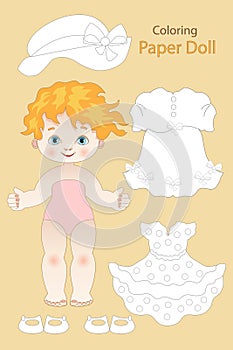 Paper doll with clothes to paint