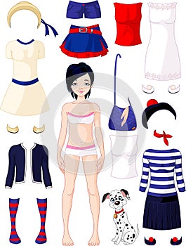 Paper doll with clothing