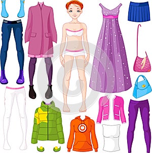 Paper doll with clothing photo