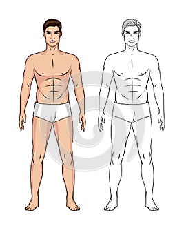 Paper doll of a man in front at full length