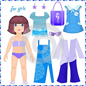 Paper doll with a set of clothes to stay