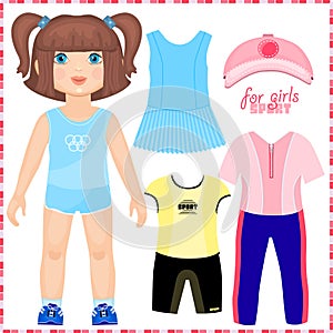 Paper doll with a set of sport clothes. photo