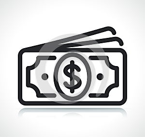 Paper dollar money line icon