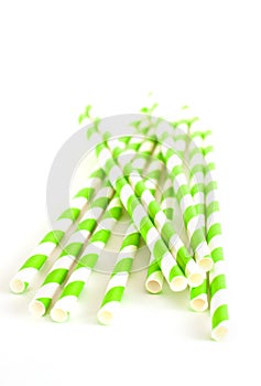 Paper drink straws on white background