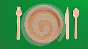 Paper eco-friendly disposable tableware. A large set of dishes and packaging for fast food stopmotion animation. Fork