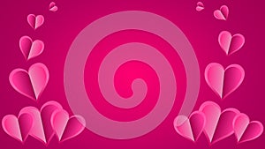 Paper element in shape of heart on pink background flying on pink background