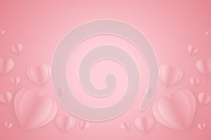 3d Paper elements in shape of heart  on pink background