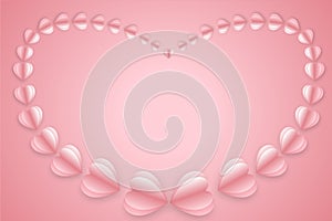 3d Paper elements in shape of heart  on pink background