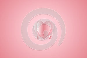 3d Paper elements in shape of heart on pink background