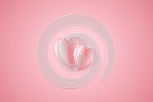 3d Paper elements in shape of heart  on pink background