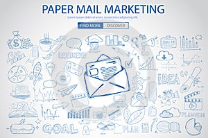 Paper email Marketing with Doodle design style :sending real mails