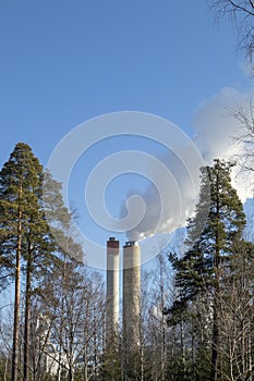 paper factory smokes in springtime  Finland