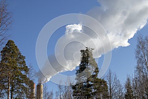 paper factory smokes in springtime  Finland