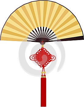 Paper fan with Chinese knotting