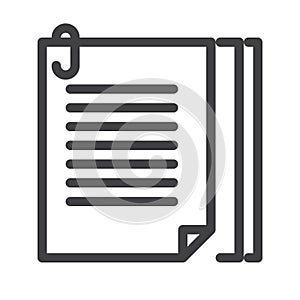 Paper file with paper clip line icon