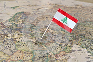 Lebanon map and flag pin photo