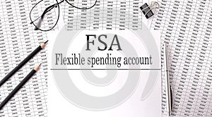 Paper with Flexible Spending Account FSA on a table