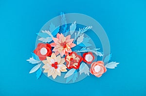 Paper flower for Christmas decor. Color coral fashion pastel photo