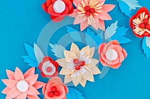 Paper flower for Christmas decor. Color coral fashion pastel photo