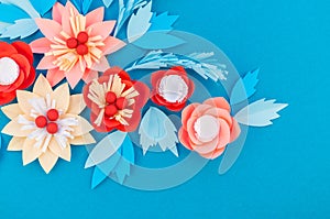 Paper flower for Christmas decor. Color coral fashion pastel photo