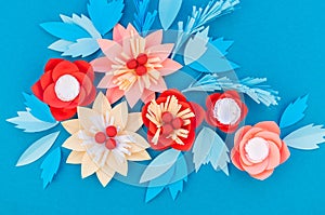 Paper flower for Christmas decor. Color coral fashion pastel photo