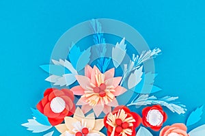 Paper flower for Christmas decor. Color coral fashion pastel photo