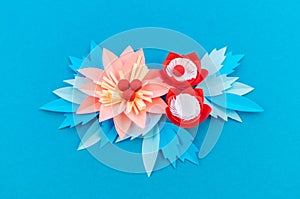 Paper flower for Christmas decor. Color coral fashion pastel photo