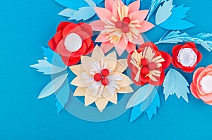 Paper flower for Christmas decor. Color coral fashion pastel photo