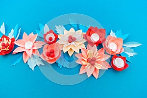 Paper flower for Christmas decor. Color coral fashion pastel photo