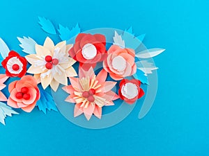 Paper flower for Christmas decor. Color coral fashion pastel photo