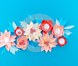 Paper flower for Christmas decor. Color coral fashion pastel photo