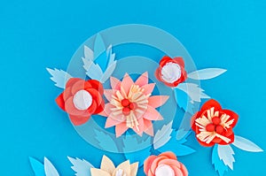 Paper flower for Christmas decor. Color coral fashion pastel photo