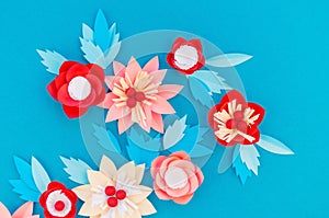 Paper flower for Christmas decor. Color coral fashion pastel photo