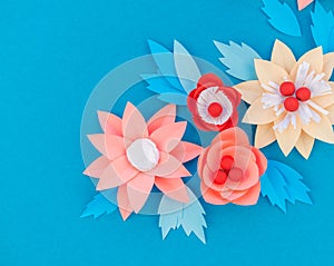 Paper flower for Christmas decor. Color coral fashion pastel photo