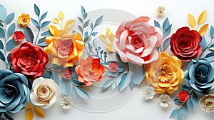 Paper Flowers Arranged on White Surface