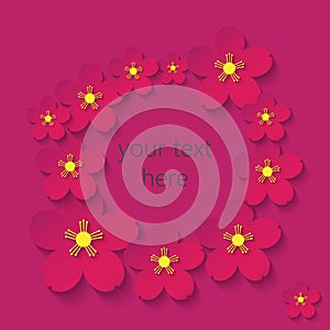 Paper flowers claret frame