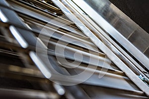 Paper Folding Machine Fold Unit Inside Metal Bars Press Closeup