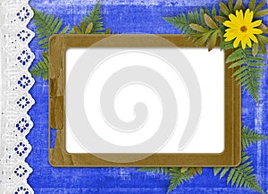 Paper frame with floral beautiful bouquet