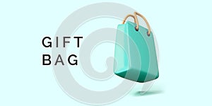 Paper gift bag in turquoise color