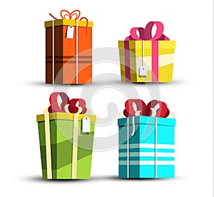 Paper Gift Boxes Set - Present Box Icons Isolated on White Background