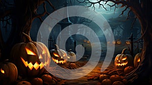 Paper graphic of happy halloween fun party celebration background design halloween elements