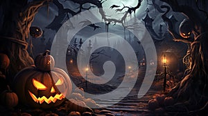 Paper graphic of happy halloween fun party celebration background design halloween elements