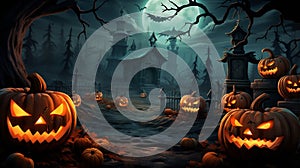 Paper graphic of happy halloween fun party celebration background design halloween elements