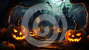 Paper graphic of happy halloween fun party celebration background design halloween elements