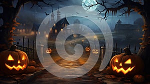 Paper graphic of happy halloween fun party celebration background design halloween elements