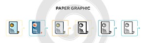 Paper graphic vector icon in 6 different modern styles. Black, two colored paper graphic icons designed in filled, outline, line