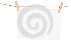 Paper hang on clothesline with clipping path