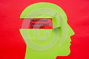 Paper head with a torn part and inscription Persistent depressive disorder PDD.