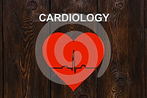Paper heart with echocardiogram with text CARDIOLOGY